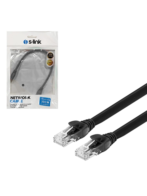 Cat6 Patch Network Ethernet Kablo Utp Siyah 30cm  Sl-cat6030bk