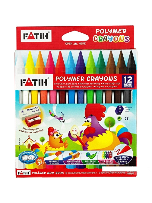 Fatih Mum Pastel Boya Polymer Crayons 12 Renk 50130/F