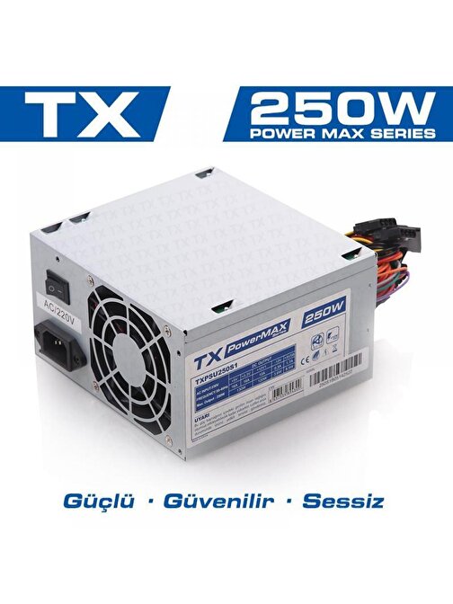 Tx TXPSU250S1 Powermax 250W 2Xsata, 2Xıde Bilgisayar Güç Kaynağı