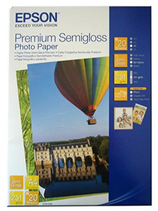 Epson A4 251Gram 20'li Premium Semigloss Fotoğraf Kağıdı S041332