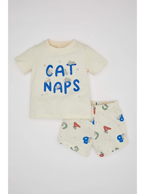 Erkek Bebek Baskılı Penye Kısa Kollu Şort Pijama Takımı C1505A524HS