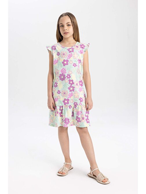 Kız Çocuk Yarım Kollu Çiçekli Elbise C2962A824SM
