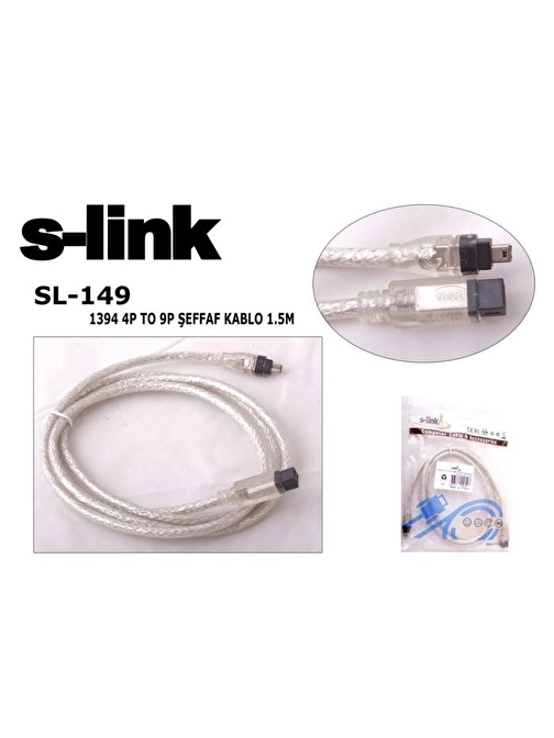 S-link SL-149 IEEE1394 4PİN TO 9PİN 1.5m Firewire Kablosu