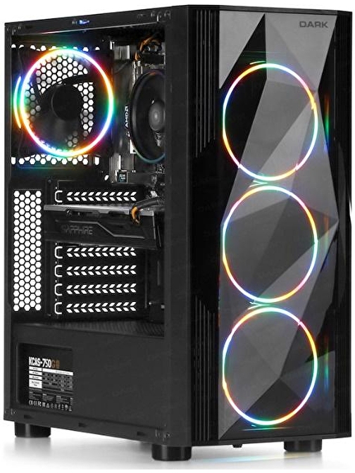 Dark Diamond PRO 500W 4x12cm RGB Full Akrilik Ön ve Yan Panel, USB 3.0 Bilgisayar Kasası