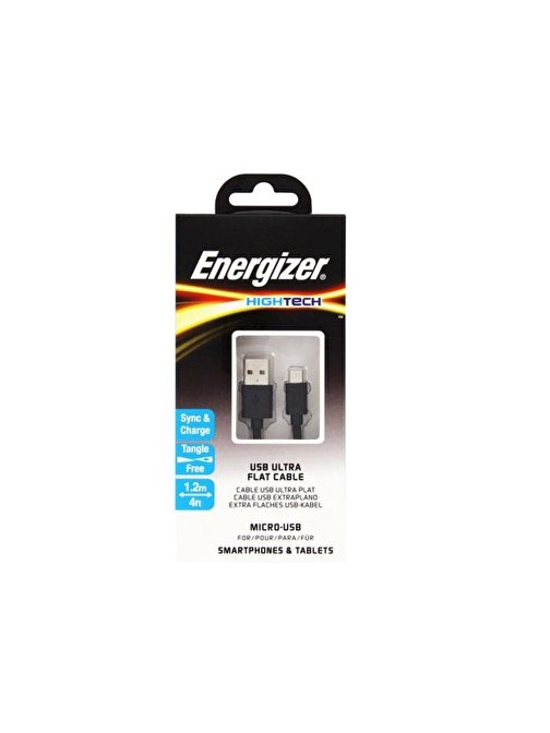 Energizer C21UBMCGBK4 1.2m Flat Micro Siyah Usb Kablosu