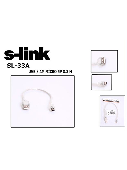 S-link SL-33A 0.3m USB AM-MICRO5P Kablosu