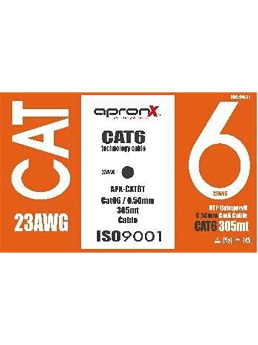 Apronx Cat6 23AWG 305Mt 0,50mm Gri Utp Kablo