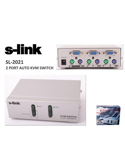 S-link SL-2021 2pc-1mn vga+ps-2 Manuel Kablolu Kvm Switch