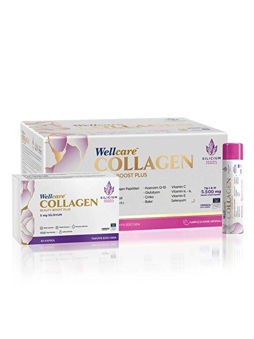 Wellcare Collagen Beauty Boost Karpuz-Nane Aromalı 5.500 mg Likit 30 Tüp 30 Kapsül