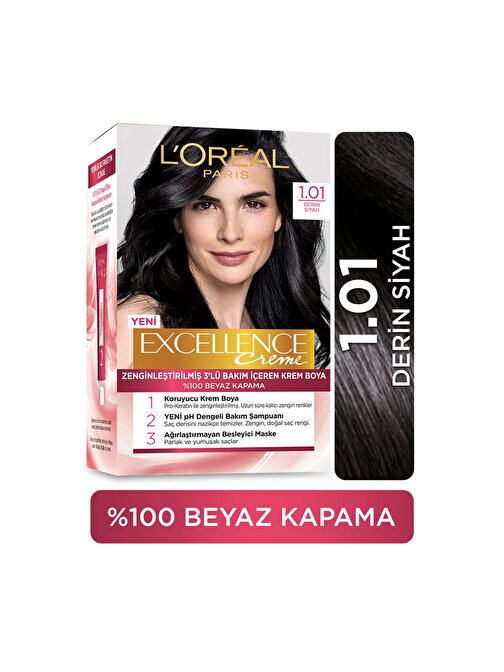 L'Oréal Paris Excellence Creme Saç Boyası 1.01 Derin Siyah