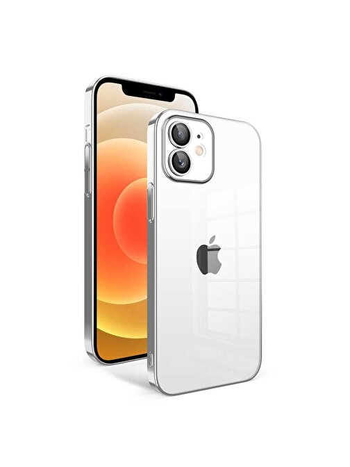 Apple iPhone 12 Kılıf Kamera Korumalı Renkli Çerçeveli Zore Garaj Kapak