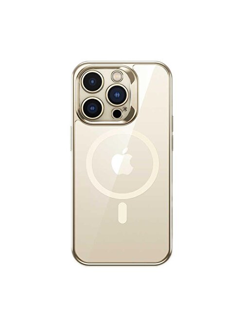 Apple iPhone 14 Pro Kılıf Magsafe Şarj Özellikli Cam Yüzey Ekran Koruyuculu Benks Electroplated Kapak