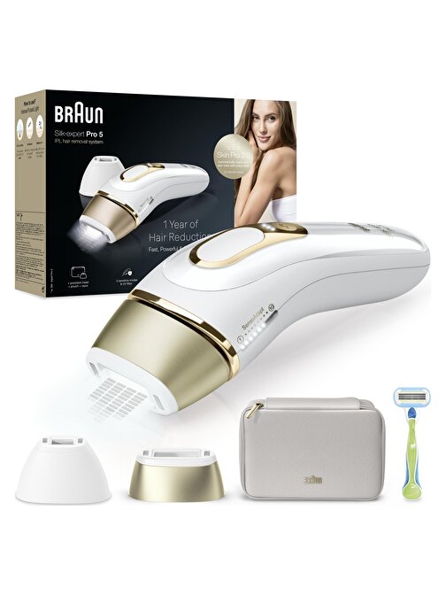 Braun IPL Silk·expert Pro 5, Evde Tüy Alma, Çanta, Venus Tıraş Makinesi, 2 Başlık ile, PL5152