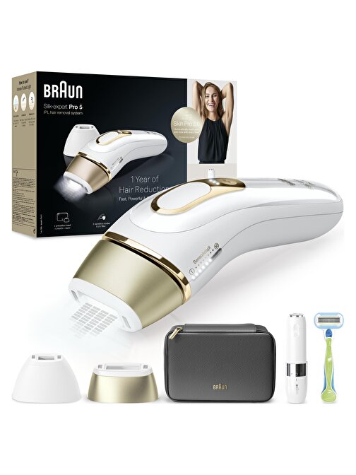 Braun IPL Silk·expert Pro 5, Evde Tüy Alma, Çanta, Venus Tıraş Makinesi, 2 Başlık ile, PL5146