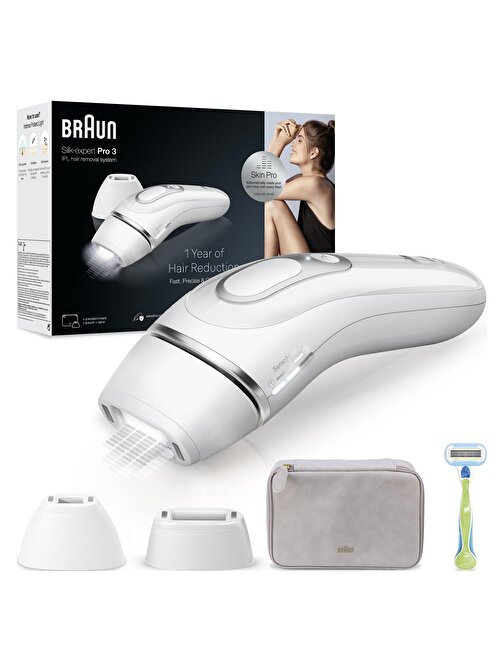 Braun IPL Silk·expert Pro 3, Evde Tüy Alma, Çanta, Venus Tıraş Makinesi, 2 Başlık ile, PL3132