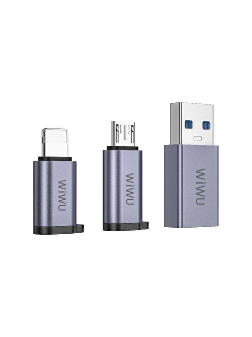 Wiwu Wi-C031 Concise Serisi 3in1 Type-C to USB-A/Type-C/Lightning Adaptör Paketi