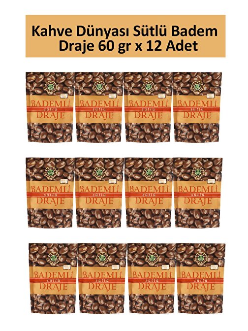 Kahve Dünyası SÜTLÜ BADEM DRAJE 60 GR x 12 Adet