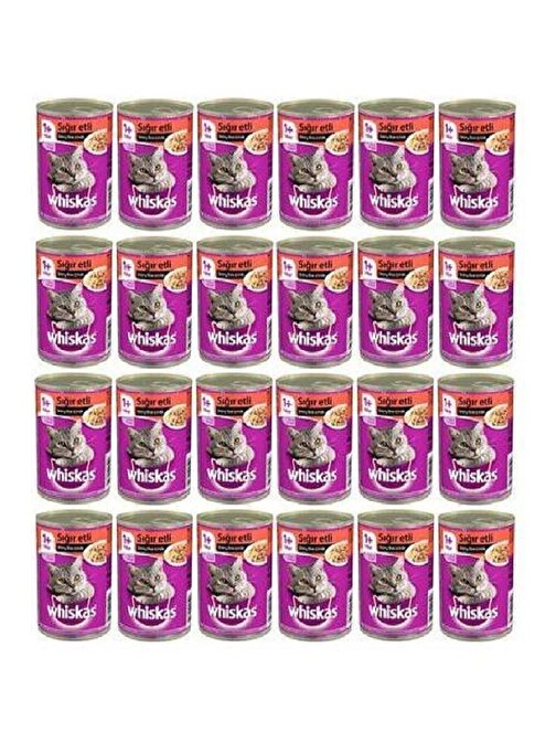 Whiskas Sığır Etli Konserve Yetişkin Kedi Maması 24 x 400 G