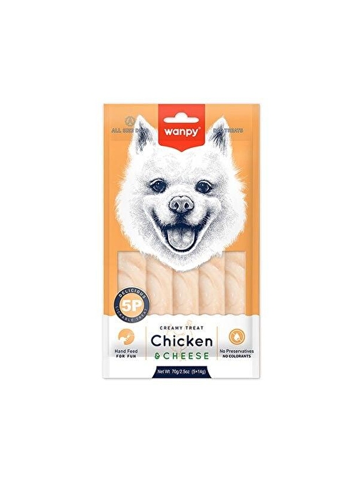 Wanpy Krema Tavuklu ve Peynirli Sıvı Köpek Ödülü 5x14 Gr