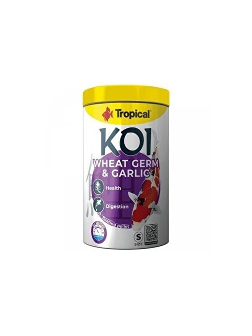 Tropical Koi Wheat Germ & Garlic S Koi ve Japon Balıkları için Pellet Balık Yemi 1000 Ml 320 Gr