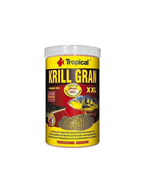 Tropical Krill Gran Büyük Akvaryum Balıkları için Renklendirici Balık Yemi 1000 Ml 500 Gr