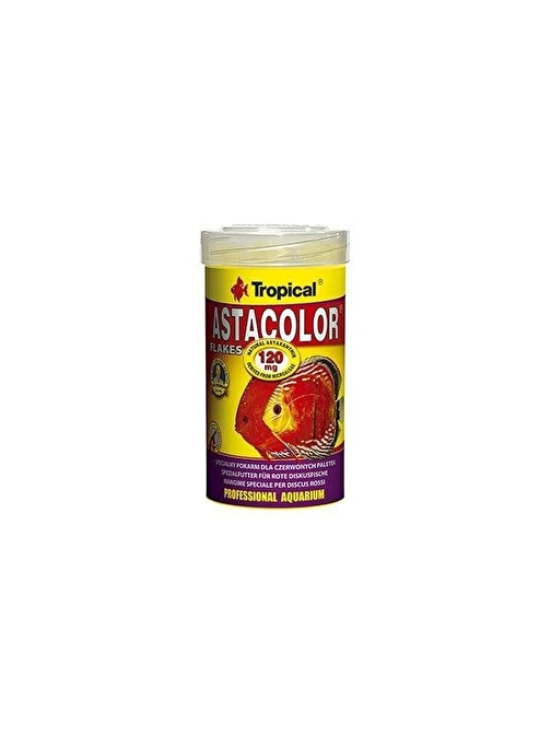 Tropical Astacolor Flakes Kırmızı Discus Balıkları için Astaksantinli Pul Yem 100 Ml