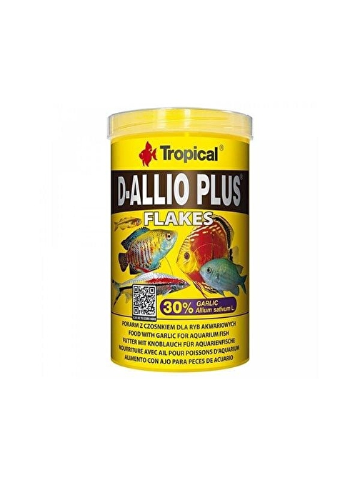 Tropical D-Allio Plus Flake Discus Balıklar için Sarımsaklı Pul Balık Yemi 1000 Ml 200 Gr