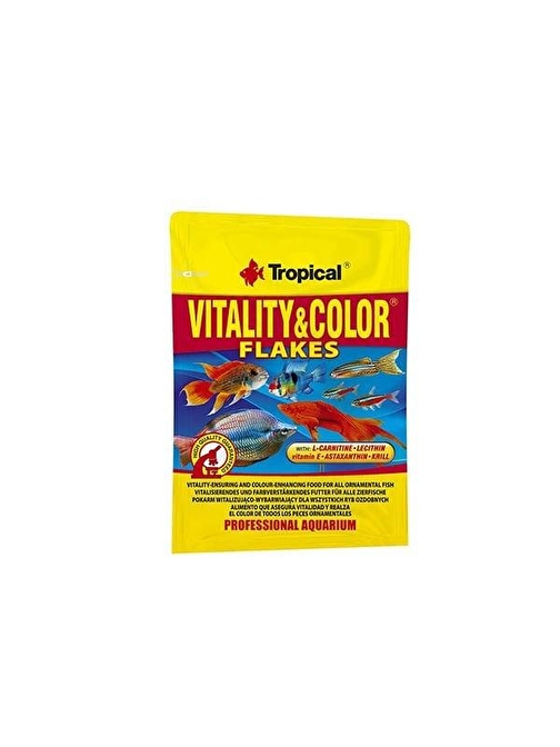 Tropical Vitality Color Flakes Tropikal Balıklar için Renklendirici Pul Yem 12 Gr