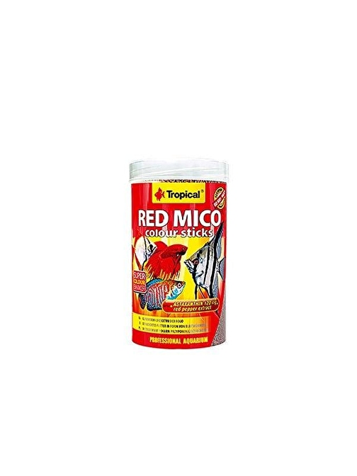 Tropical Red Mico Colour Sticks Kan Kurdu İçerikli Ekstrüde Balık Yemi 250 Ml 80 Gr