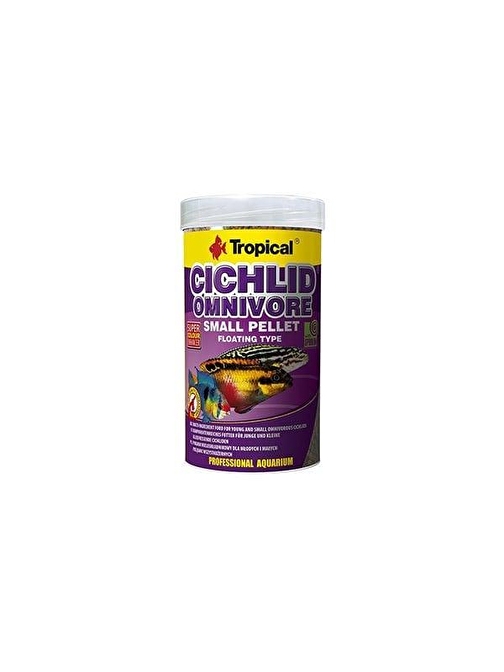 Tropical Cichlid Omnivore Pellet Karışık Beslenen Cichlid Balıkları için Pellet Balık Yemi Small 1000 Ml 360 Gr