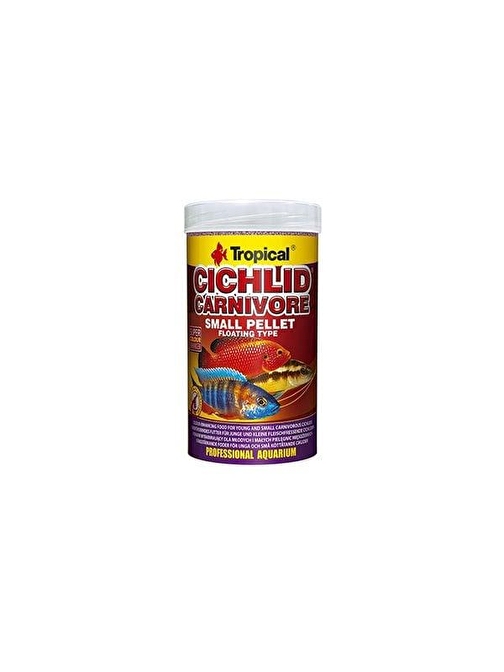 Tropical Cichlid Carnıvore Pellet Etobur Cichlid Balıkları için Renklendirici Balık Yemi Small 1000 Ml 360 Gr