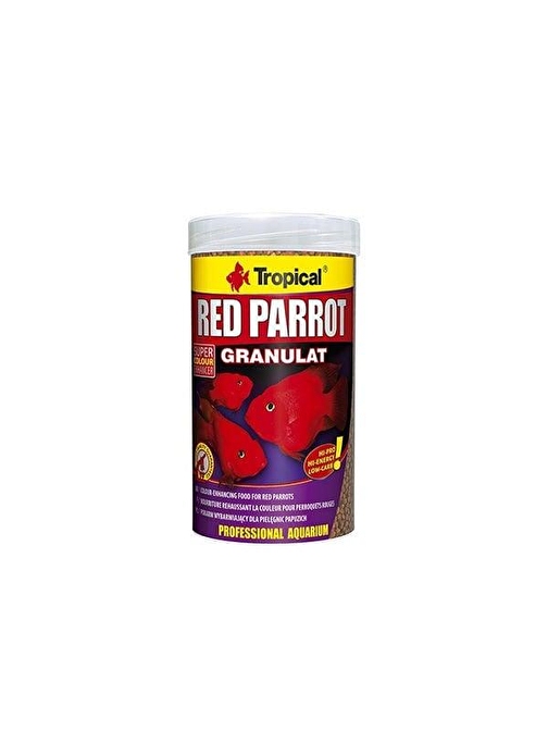 Tropical Red Parrot Granulat Kırmızı Papağan Balıkları için Granül Balık Yemi 250 Ml 100 Gr