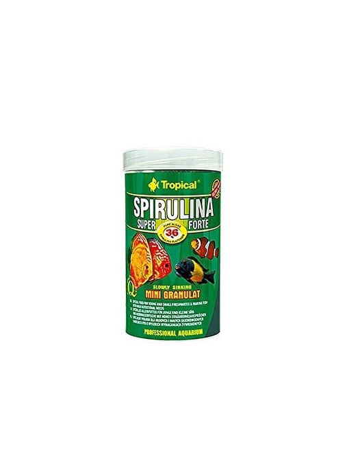 Tropical Spırulına Super Forte Mini Granulat Yüksek Besin GereksiniMli Özel Balık Yemi 100 Ml 56 Gr