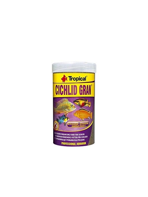 Tropical Cichlid Gran Ciklet Balıkları için Renklendrici Granül Balık Yemi 1000 Ml 500 Gr