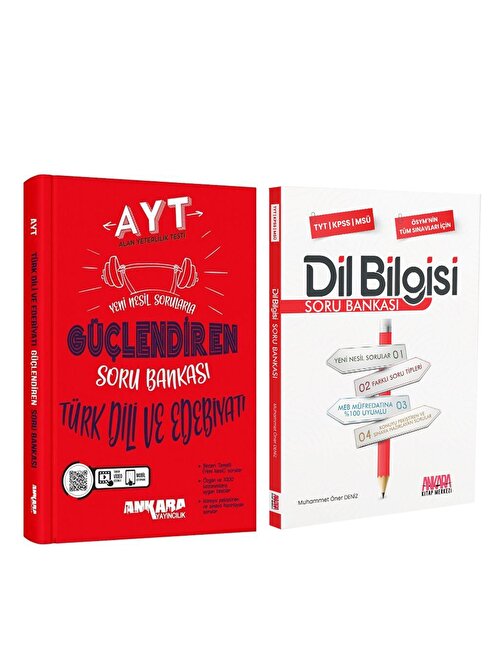 Ankara Yayıncılık AYT Türk Dili ve Edebiyatı ile AKM Dil Bilgisi Soru Bankası Seti 2 Kitap