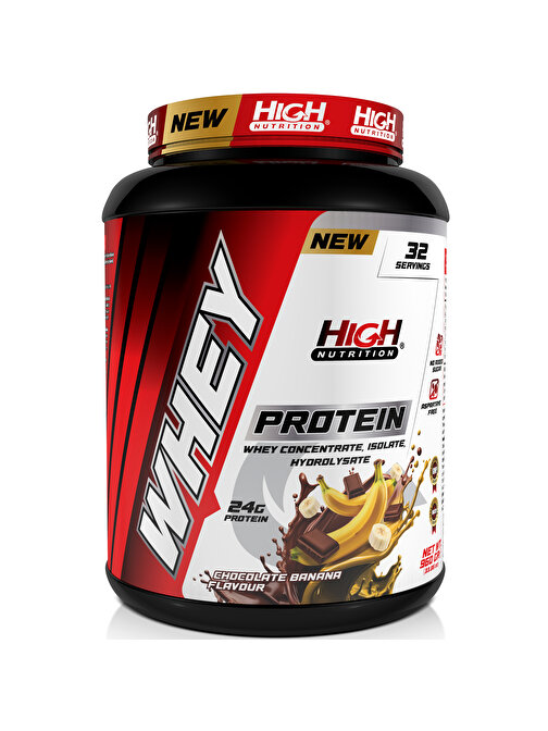 High Nutrition Whey Protein 960 gr Çikolata Muz Aromalı Protein Tozu 24 gram Protein 32 Servis