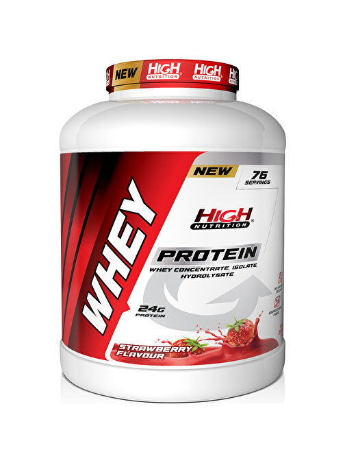 High Nutrition Whey Protein 2280 gr Çilek Aromalı Protein Tozu 24 gram Protein 76 Servis