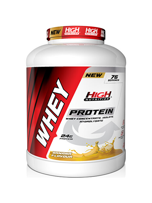 High Nutrition Whey Protein 2280 gr Muz Aromalı Protein Tozu 24 gram Protein 76 Servis