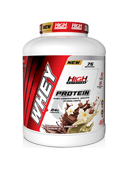 High Nutrition Whey Protein 2280 gr Çikolata Vanilya Aromalı Protein Tozu 24 gram Protein 76 Servis