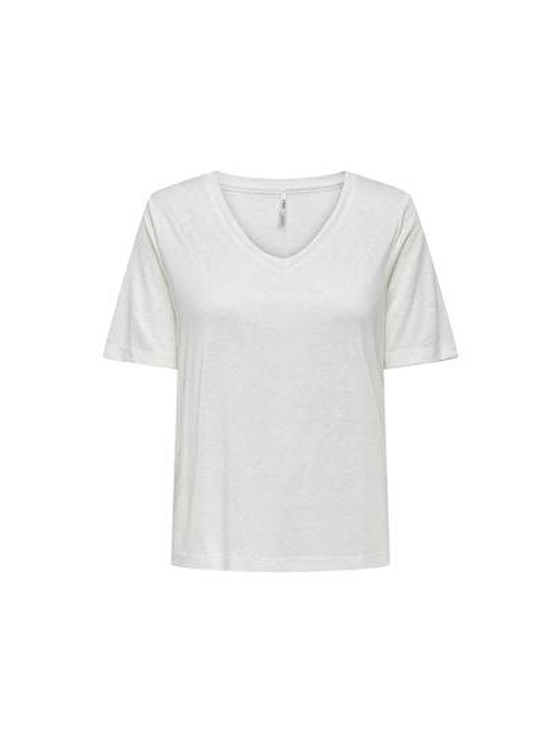 Only Onlelıse S/S V-Neck Top Jrs Noos Kadın T-shirt 15257390 White