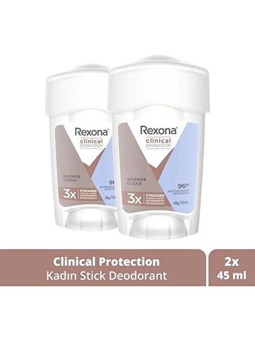 Rexona Clinical Protection Kadın Stick Deodorant Shower 45 ml x 2 Adet