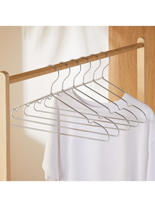 Ocean Home Textile 6'lı Gümüş Renk Metal Giysi Askısı 22 x 41 x 0.4 cm