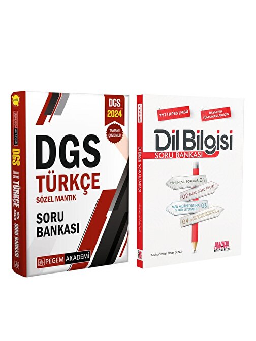 Pegem DGS Türkçe Sözel Mantık ve AKM Dil Bilgisi Soru Bankası Seti 2 Kitap