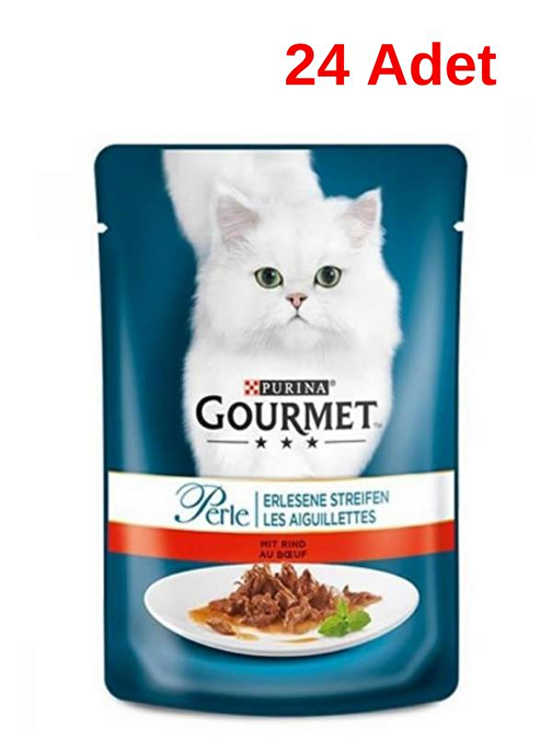 Gourmet Perle Izgara Sığır Etli Kedi Konserve Mama 85Gr x 24 Adet