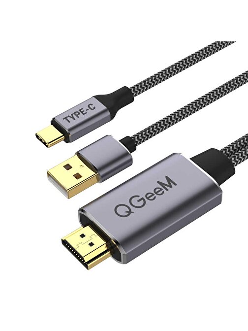 Qgeem QG-UA12 Type-C To HDMI 2 in 1 Kablo