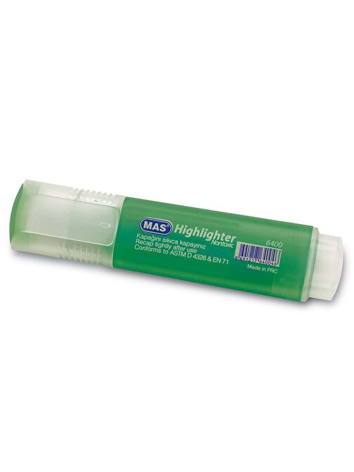 Mas Fosforlu Kalem Yeşil 6400 12'li Paket