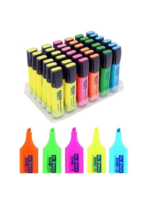 Globox Fosforlu Kalem Pastel Renk 36 Lı Stand 3233