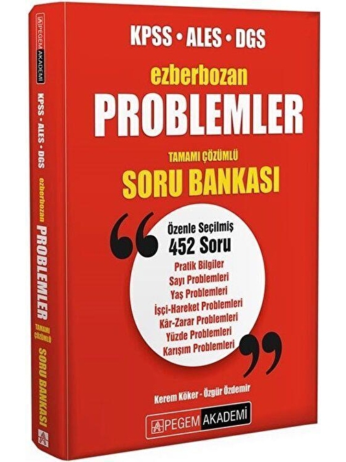 KPSS ALES DGS Problemler Ezberbozan Soru Bankası Pegem Yayınları