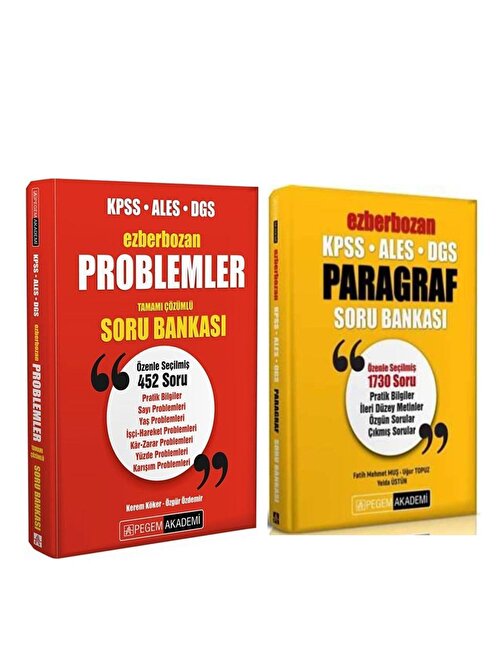 Pegem KPSS ALES DGS Ezberbozan Paragraf ve Problemler Soru Bankası Seti 2 Kitap