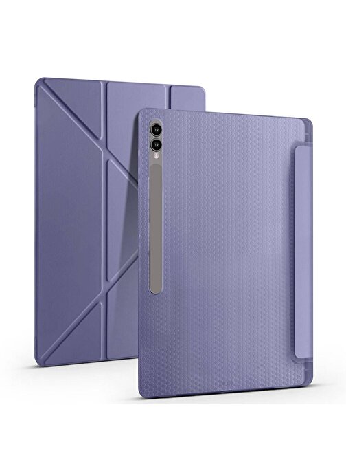 Galaxy Tab S9 Ultra Kılıf Zore Tri Folding Kalem Bölmeli Standlı Kılıf